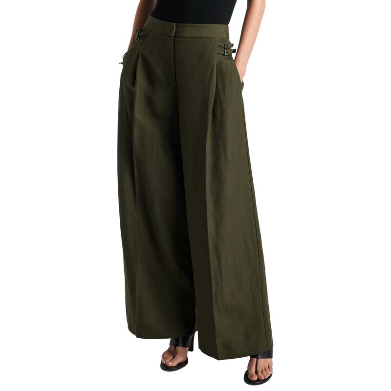 Cue Dark Olive Linen Blend Wide Leg Pant image number 0
